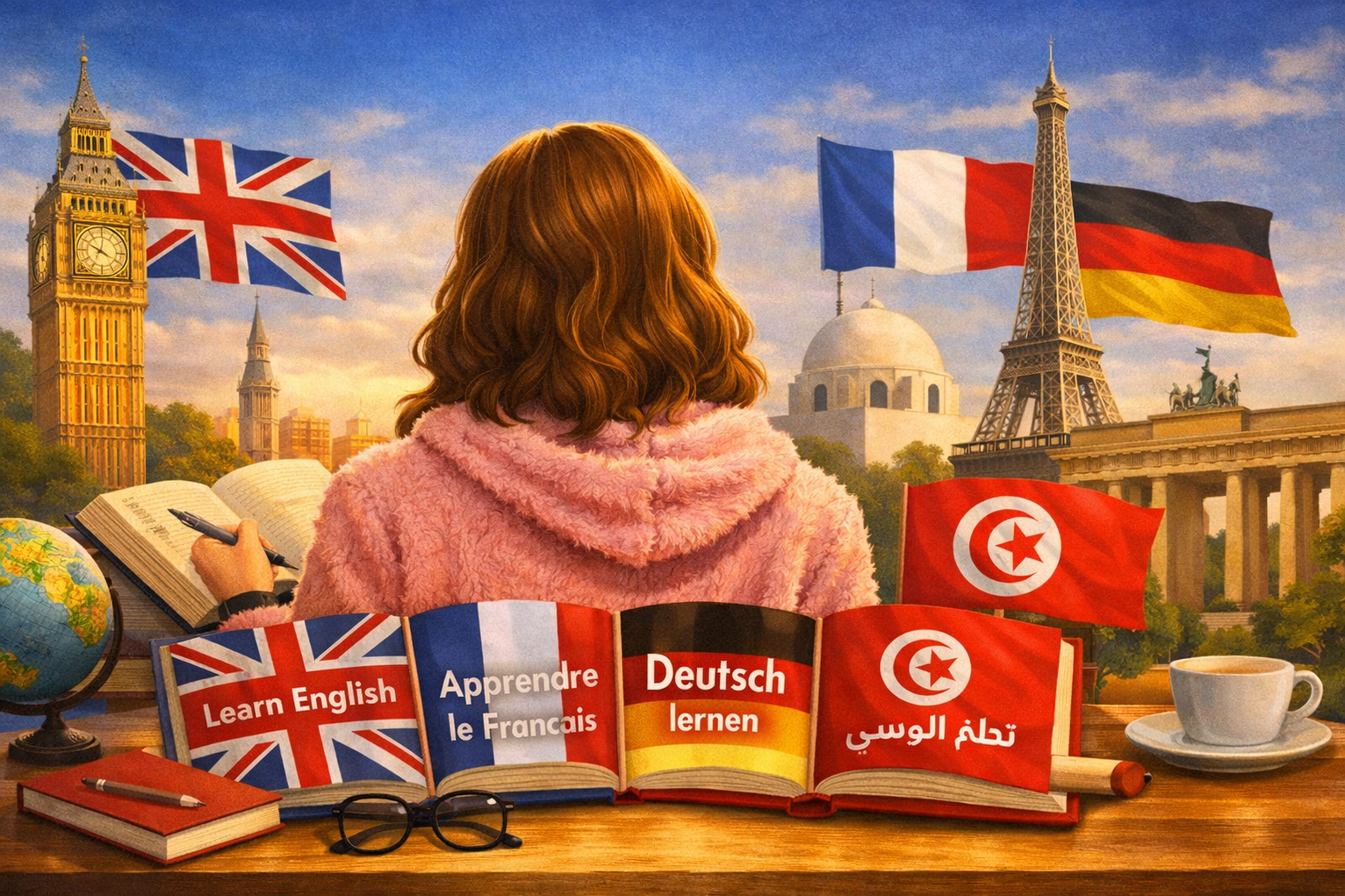 Illustration multilingue de l'apprentissage des langues